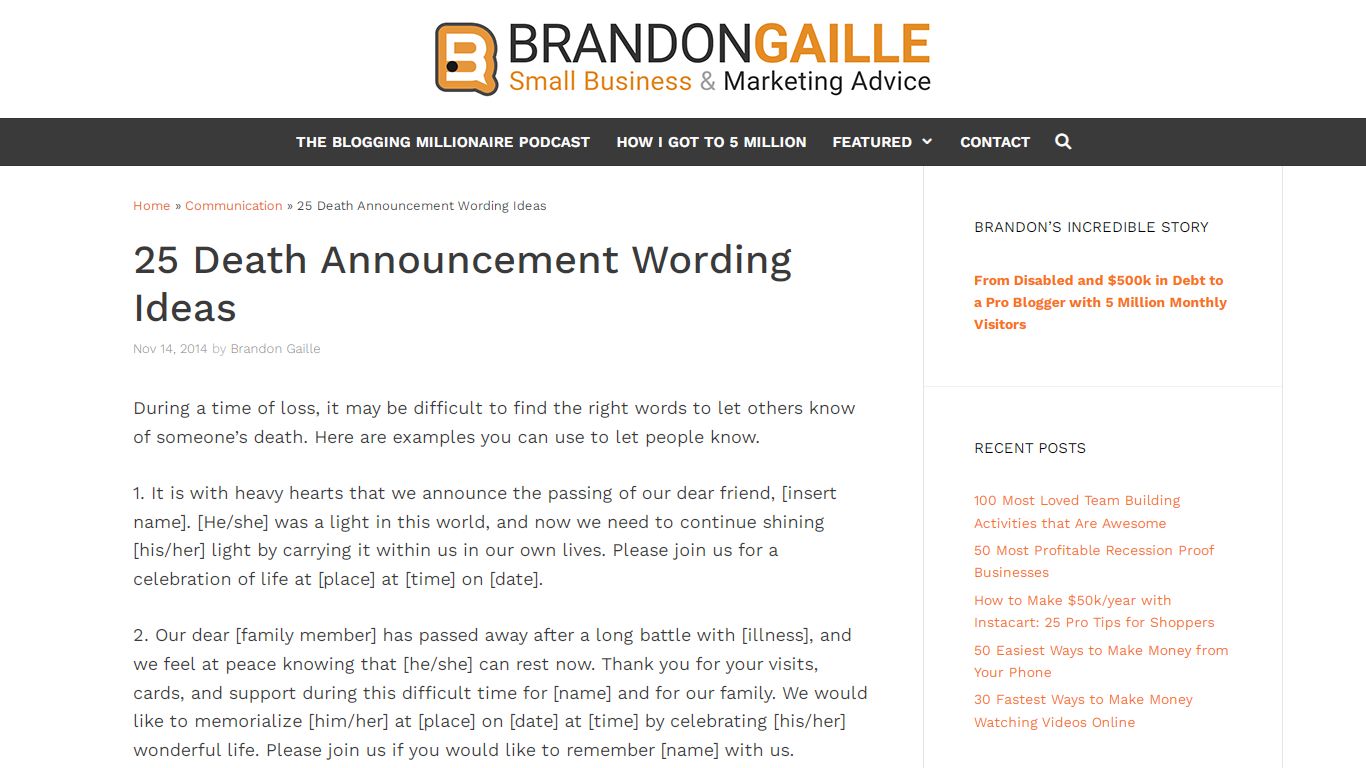 25 Death Announcement Wording Ideas - BrandonGaille.com